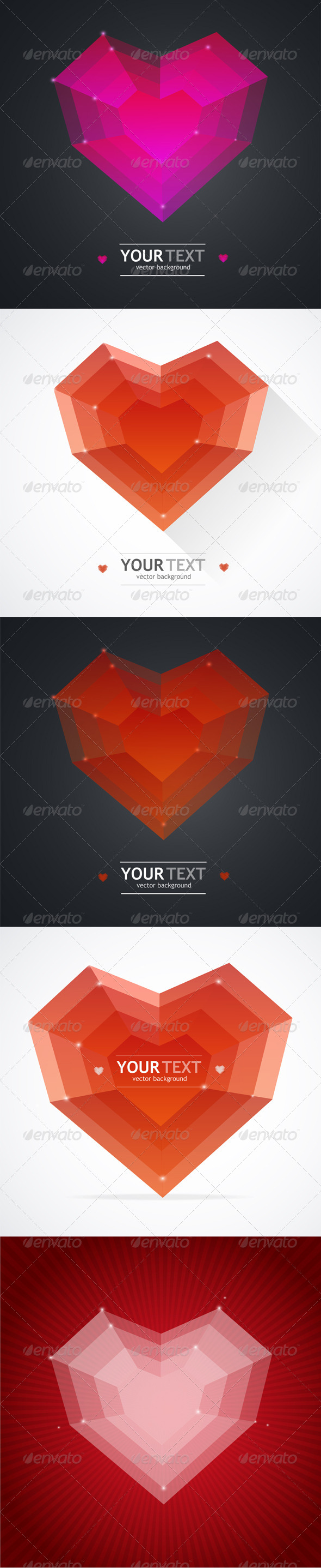 Flat Heart Valentines Day Card Set - Valentines Seasons/Holidays