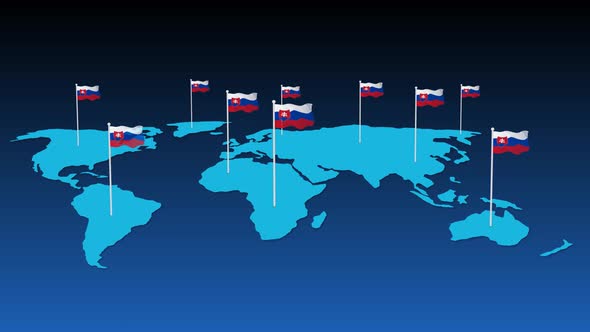Slovakia National Flag Fly On Earth Map Animation alt