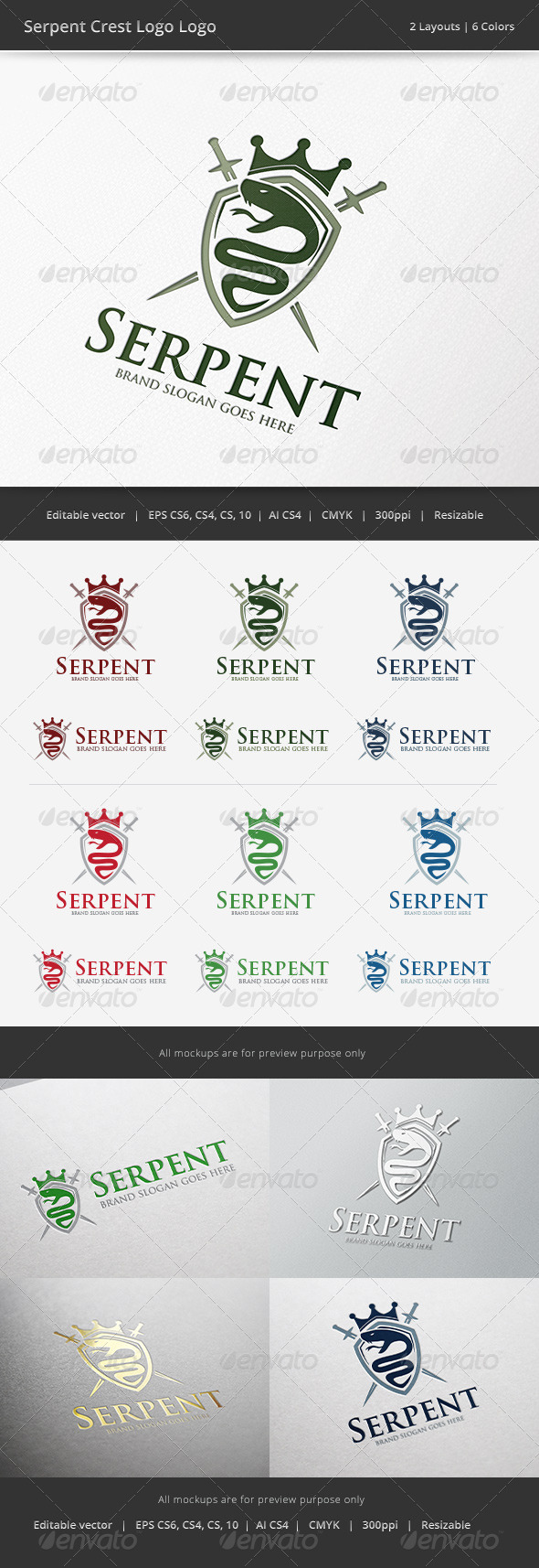 Serpent Snake Crest Logo - Crests Logo Templates