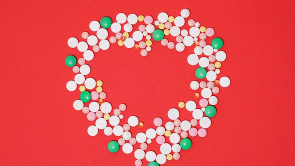 Pills Moving and Form the Heart Shape