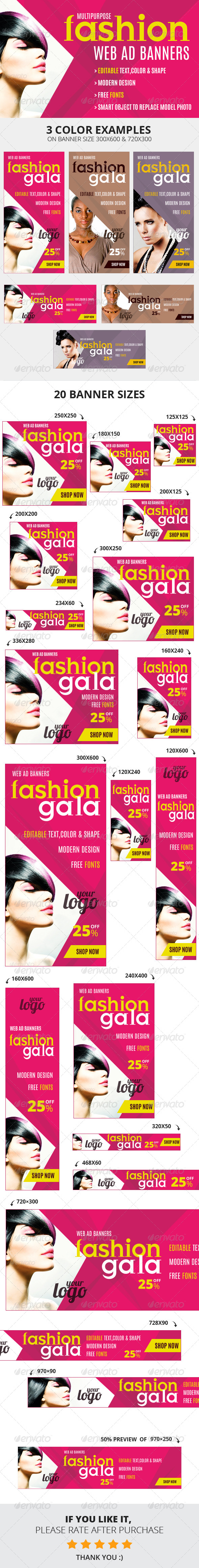 Fashion Gala Web Ad Banners - Multipurpose - Banners & Ads Web Elements
