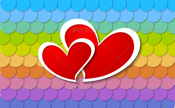 Two Paper Hearts Design - Valentines Seasons/Holidays