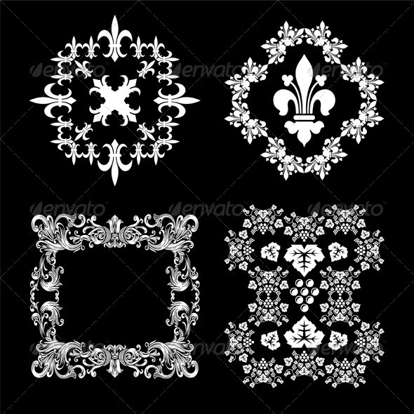 Vintage Decorative Floral Frames Set