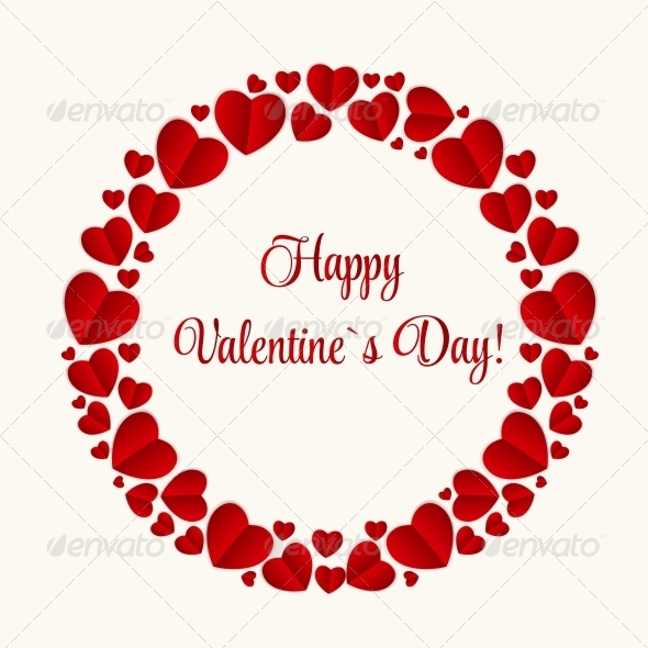 Happy Valentines Day Card with Hearts - Valentines Seasons/Holidays
