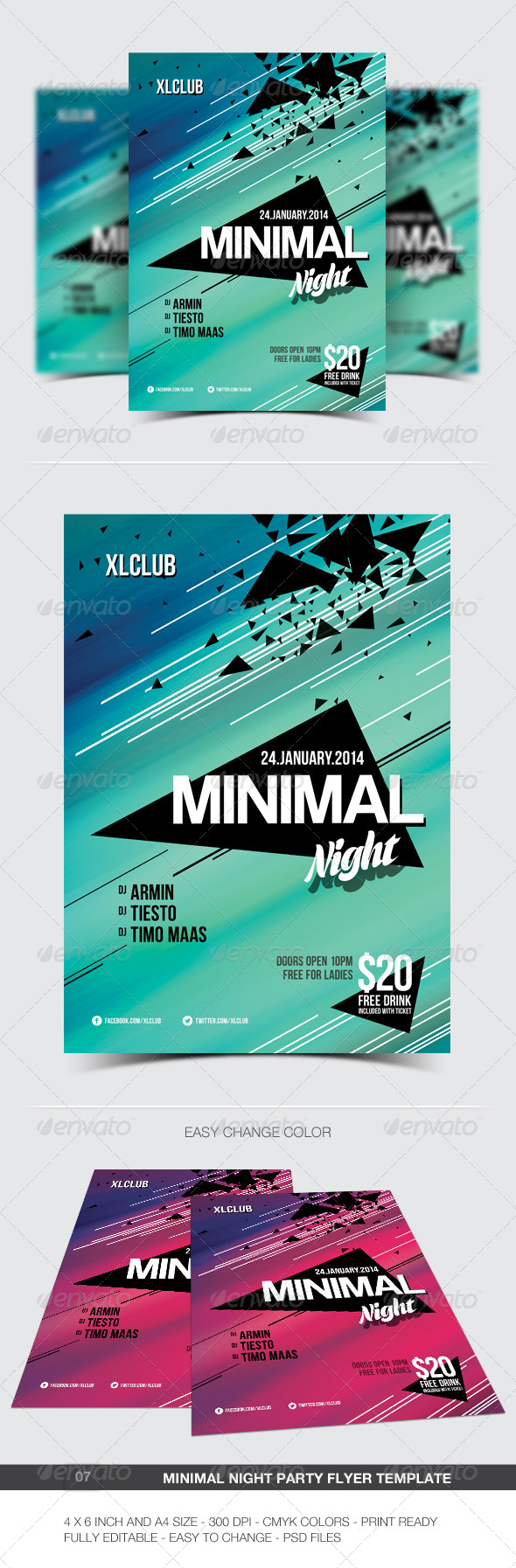 Minimal Night Party Flyer/Poster - 07 - Clubs & Parties Events