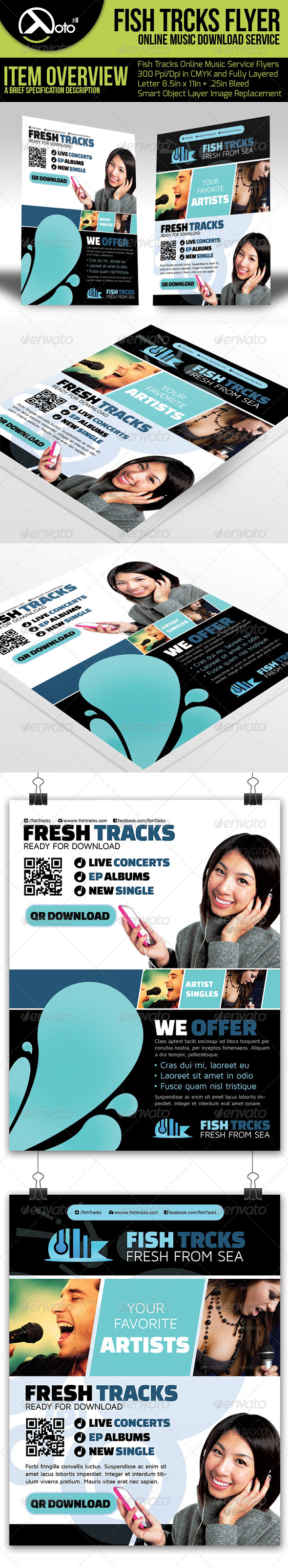 Fish Tracks Online Music Store Flyers - Commerce Flyers