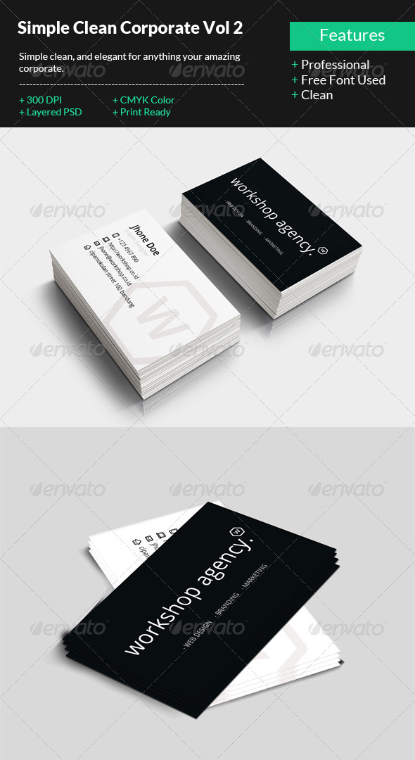 Simple Clean Corporate Business Card Vol. 2 - Corporate Business Cards