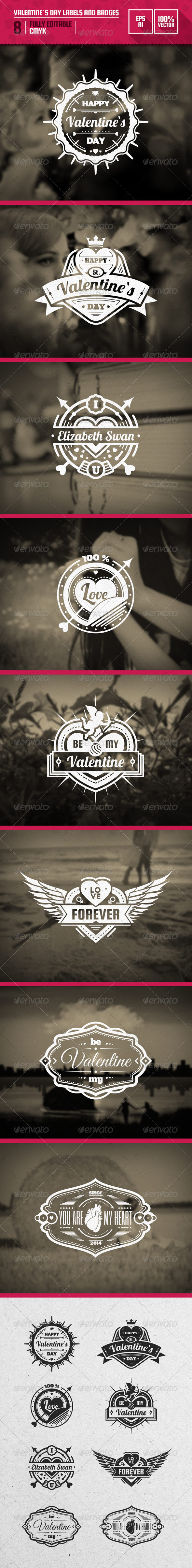Valentine`s Day Labels and Badges - Badges & Stickers Web Elements