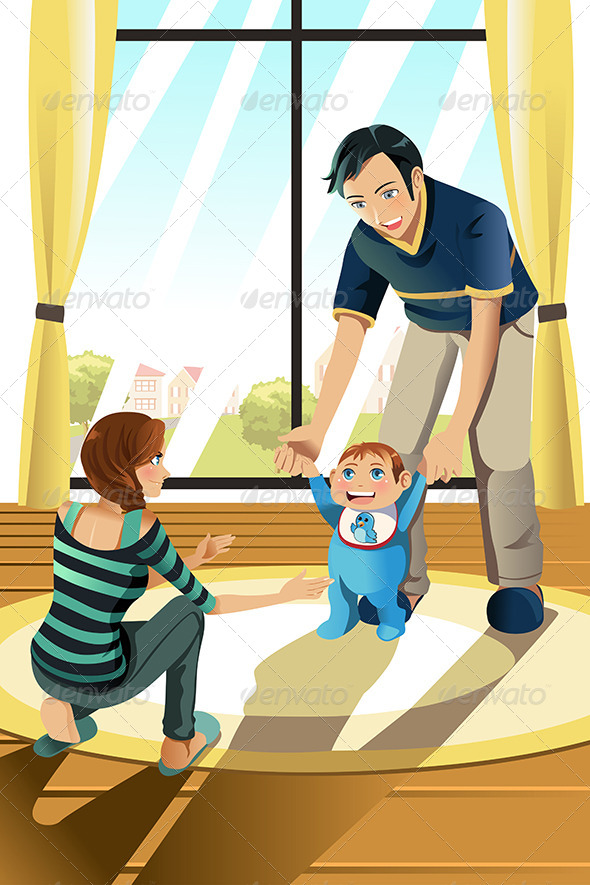 Parents with Their Baby - People Characters