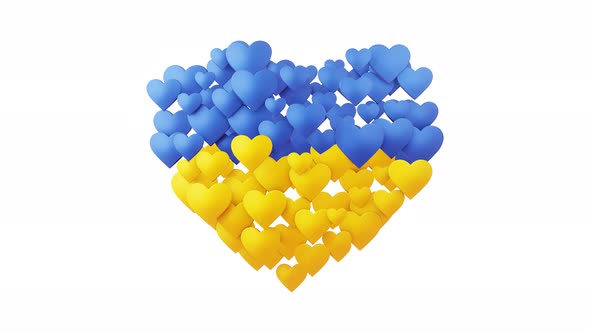 Ukraine Hearts  3d Animation Loop alt
