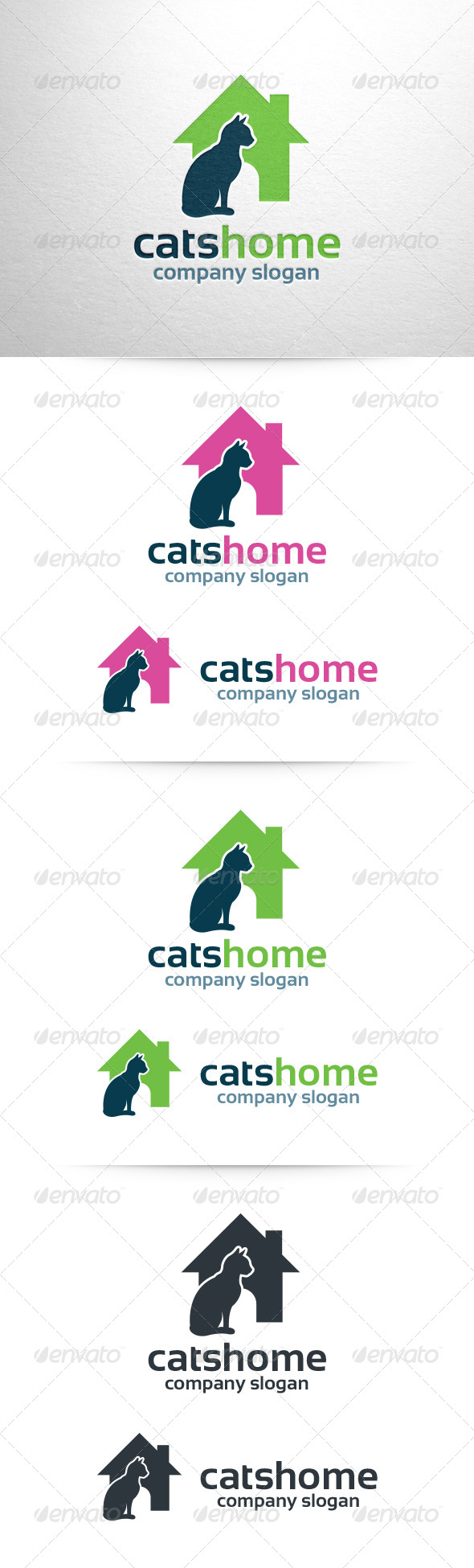 Cats Home Logo Template - Animals Logo Templates