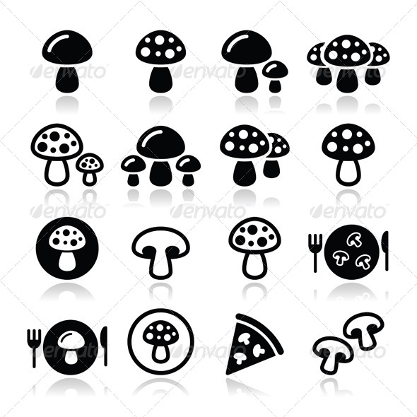 Mushroom Icons - Food Objects