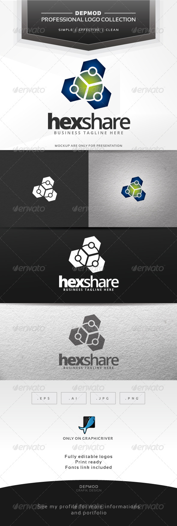 Hex Share Logo - Abstract Logo Templates