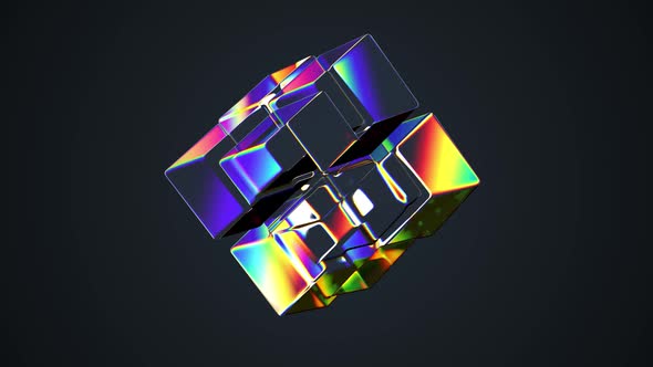 Abstract Glass Shape Morphing with Rainbow Refractions Looped Animation alt