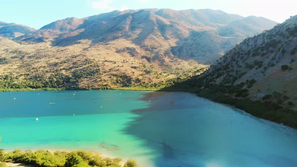 Aerial View of Kourna Lake in Crete Greece