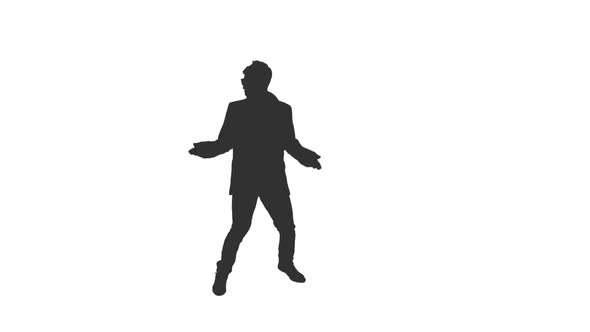 Silhouette of Young man Dancing Modern Dance