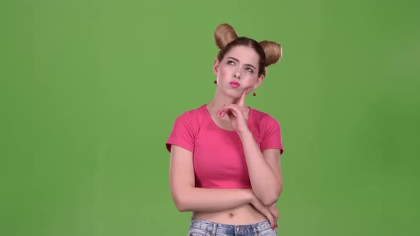 Teenager Reflects on Important Situations. Green Screen alt