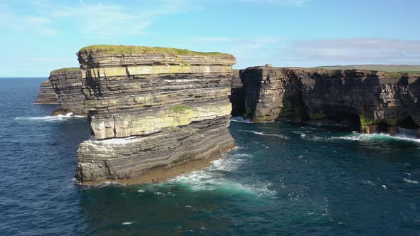 Aerial View of the Dun Briste Sea Stick at Downpatrick Head County Mayo  Republic of Ireland alt