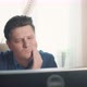 Man Having Toothache While Sitting at Computer - VideoHive Item for Sale