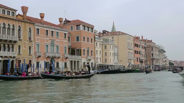 Venice View From Water Bus Boat To Pier