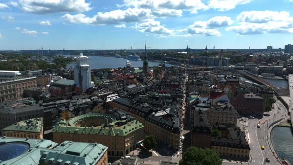 Aerial View of the Stockholm Old Town  Gamla Stan Cityscape Near the City Hall Top alt