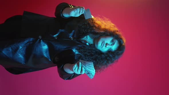 Cashless Payment Confused Woman Credit Card Money alt