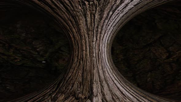 Abstract torus tunnel Dark Hole black, hollowed out in rock.