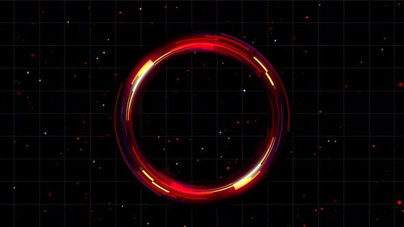 futuristic tech colorful circle rotation with particles