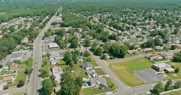 Panorama View Residential Neighborhood District in American Town in Monroe New Jersey USA alt