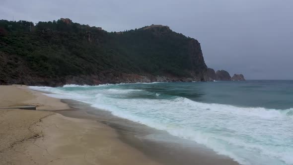 Storm at Sea Filmed on a Drone Alanya Turkey 4 K alt