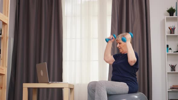 Old Woman with Online Personal Trainer alt