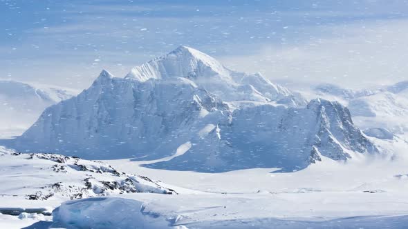 Wonderful White Frozen Antarctica Hills Under Snow Covering