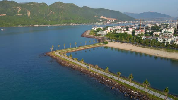 Aerial Shot of the An Vien District of the City of Nha Trang in Vietnam alt