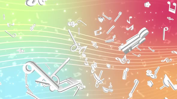 Music Musical Symbols and Notes Colorfull on White Loop Background alt