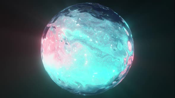 Water Sphere with Light Rays Abstract Looped Animation, Motion Graphics