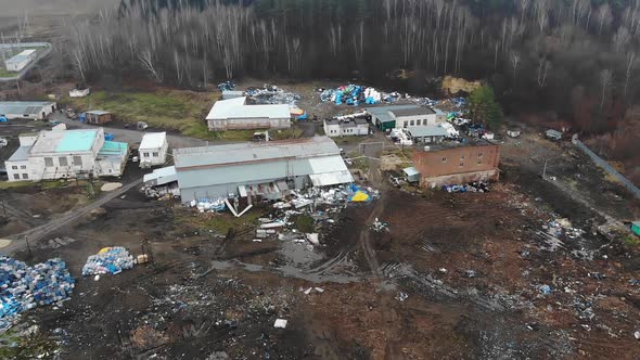 Polluted Landfill with Colorful Boxes on Abandoned Space