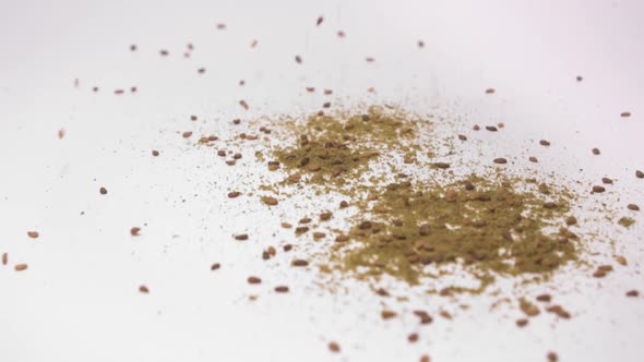 Falling Zaatar On White Background - close up, slow motion alt
