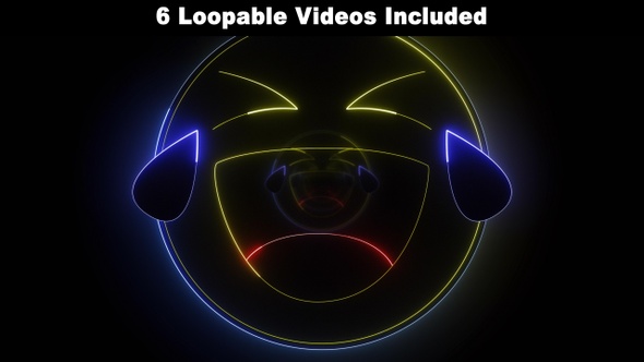 Laughing LOL Emoji Neon, Reaction Package, Loopable