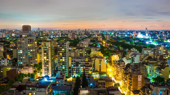 Panoramic view over Buenos Aires in Argentina at night