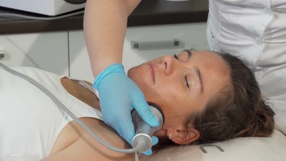 Mature Lovely Woman Getting Face Rf-lifting Treatment