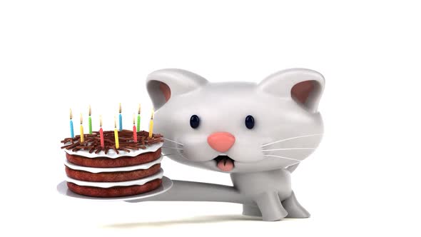 Fun Cartoon Cat With A Birthday Cake By Julost Videohive