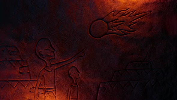 Ancient Comet End Of World Carving Lit Up alt
