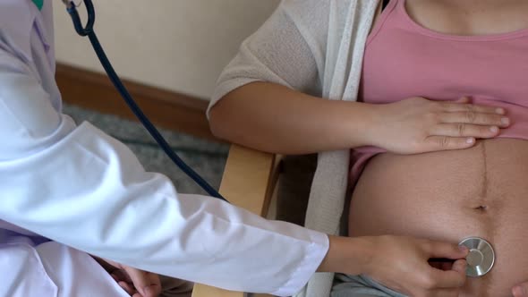 Pregnant Woman and Gynecologist Doctor at Hospital alt