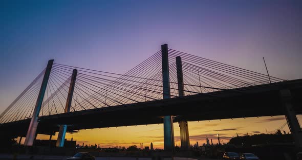 Sun Set Kosciuszko Bridge in New York City 