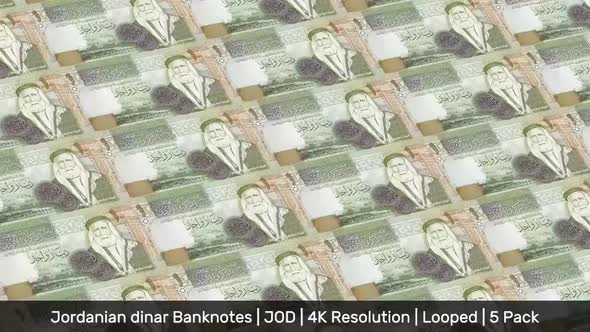Jordan Banknotes Money / Jordanian dinar / Currency د.ا / JOD/ | 5 Pack | - 4K alt