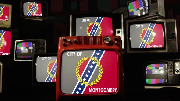Flag Of Montgomery, Alabama, on Retro TVs.