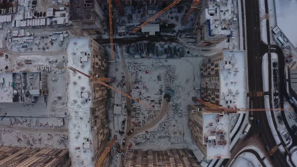 the Process of Building Modern Houses in Winter alt