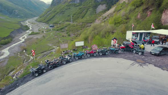 Panorama of a Military Road and Gorge in Georgia Caucasus alt