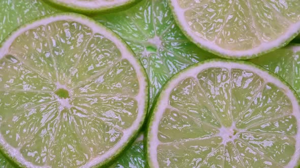 Top View Closeup Stack of Natural Juicy Lime Slices