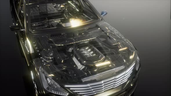 Engine and Other Parts Visible in Car alt